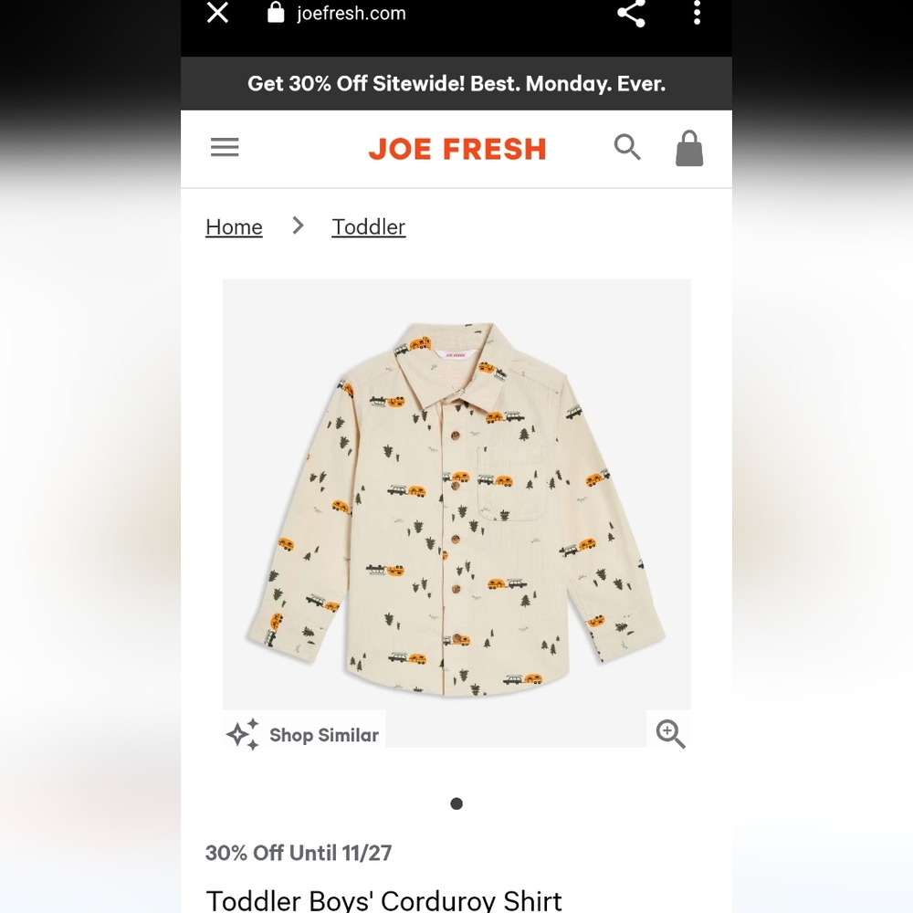 Toddler Boys' Corduroy Shirt